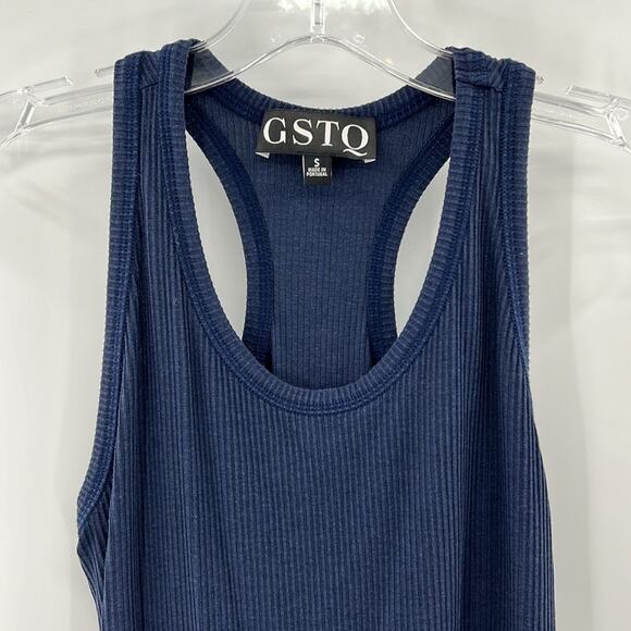 GSTQ Women's Ribbed Tank Top - Navy - Small - Picture 2 of 6